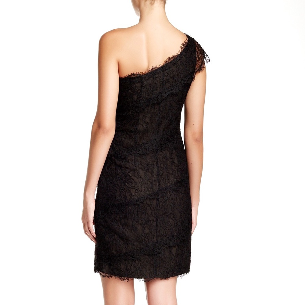 Monique Lhuillier Tiered Lace One Shoulder Dress - Picture 3 of 8